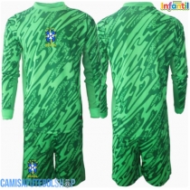 Camisa de time de futebol Brasil Goleiro Replicas 1º Equipamento Infantil Copa America 2024 Manga Comprida (+ Calças curtas)
